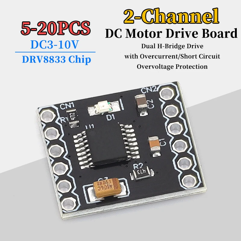 5-20Pcs DRV8833 Motor Drive Board 1.5A 3V-10V Single H-Bridge 6Pin Step Motor Overcurrent Protection DC Gear Motor Driver