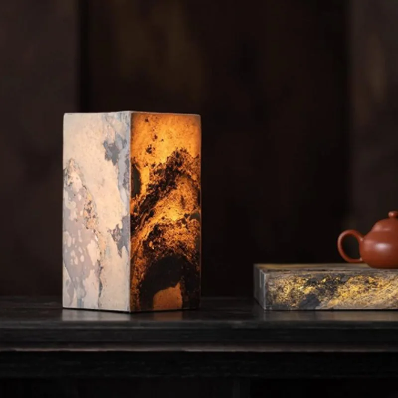 Temple Rectangle Artistic Decorative Lamp Retro Style Hotel Bedroom Bedside Lamp  photography Prop Light Home Daily Lighting