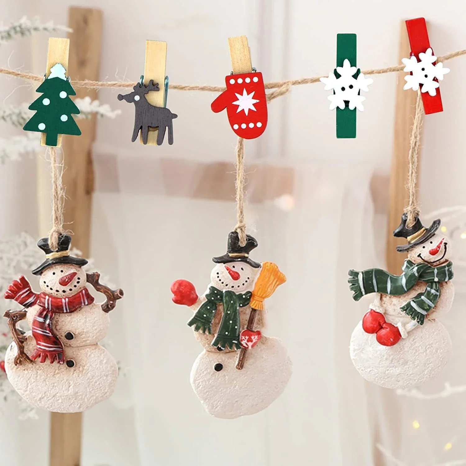 10pcs Christmas Wooden Clips New Year Party Decoration Photo Wall Clip DIY Christmas Ornaments Bag Clips Gadgets