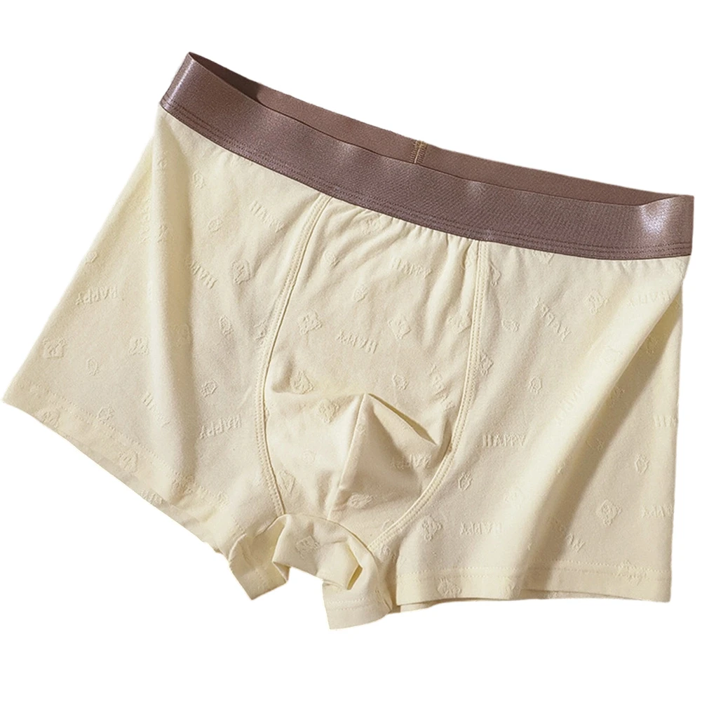 Men Cotton Soft Trunks Jacquard Boxer Short Underwear Flat Angle Simple Sleepwear Trunk U Pouch Underwear Fashion Men's Panties