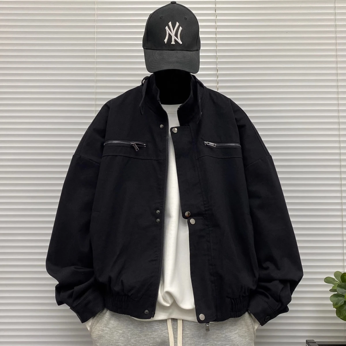 

American Barn Sle Свободная повседневная рабочая одежда с воротником-стойкой, мужская и женская осенняя универсальная модная верхняя одежда из полиэстера и хлопка