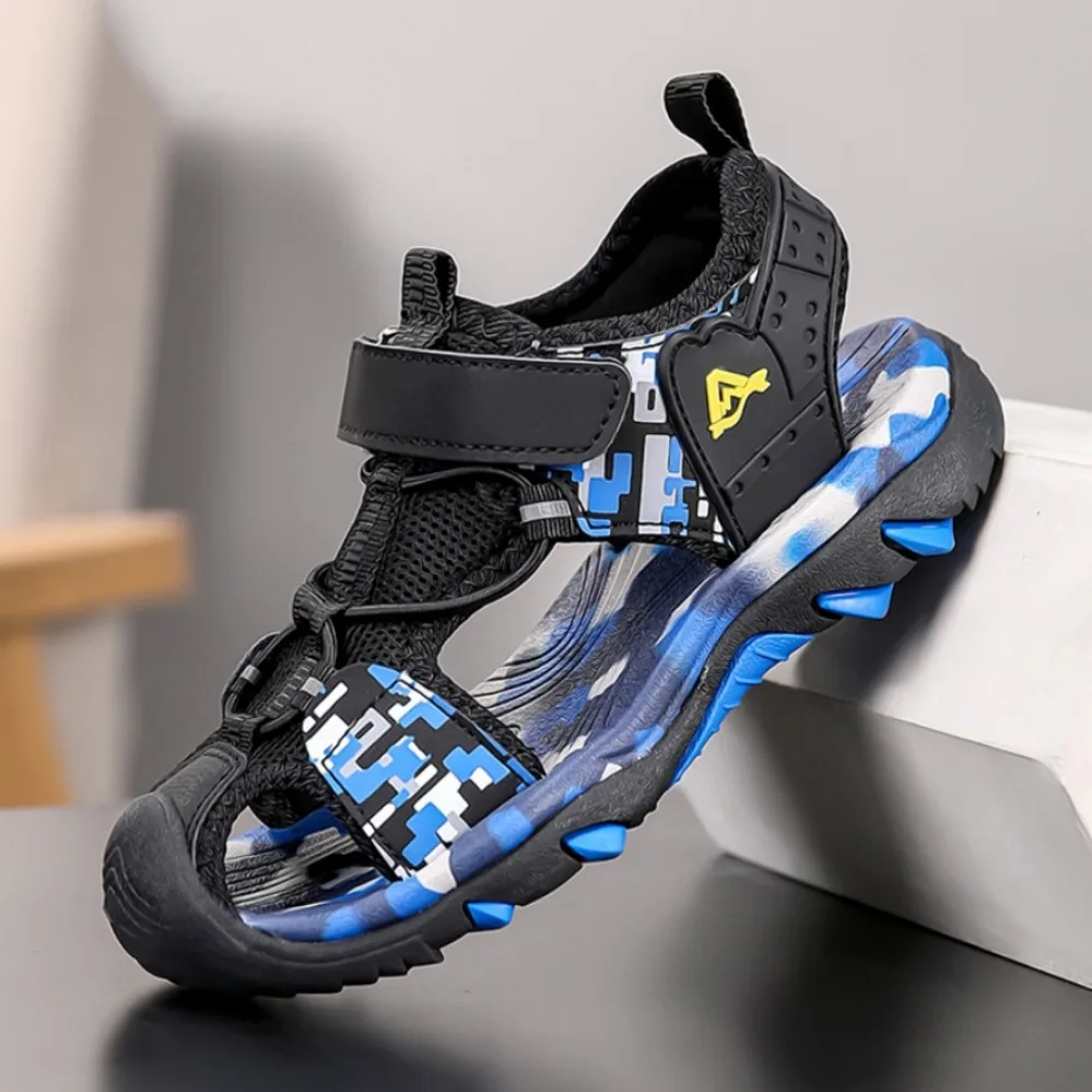 

Summer Sport Sandals for Children's 5-16 Years Boys Breathable Anti-Slip Beach Shoes Outdoor Anti-Bump Closed Toe Sandails 2026