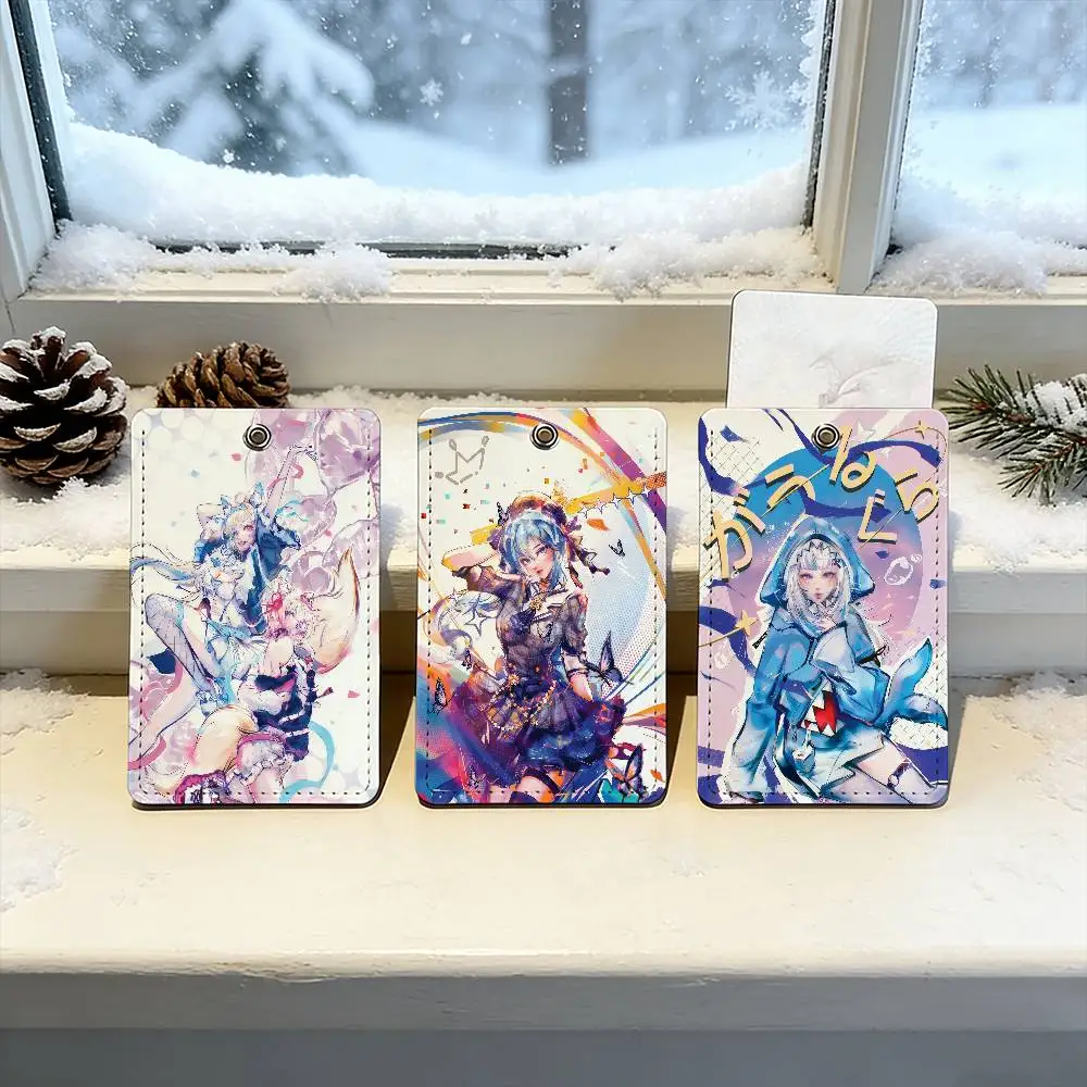 

Виртуальная певица GawrGura FuwaMOCO, защитный чехол для карты доступа к автобусу, школьный прямоугольный брелок из искусственной кожи, удостоверение личности, бестселлеры