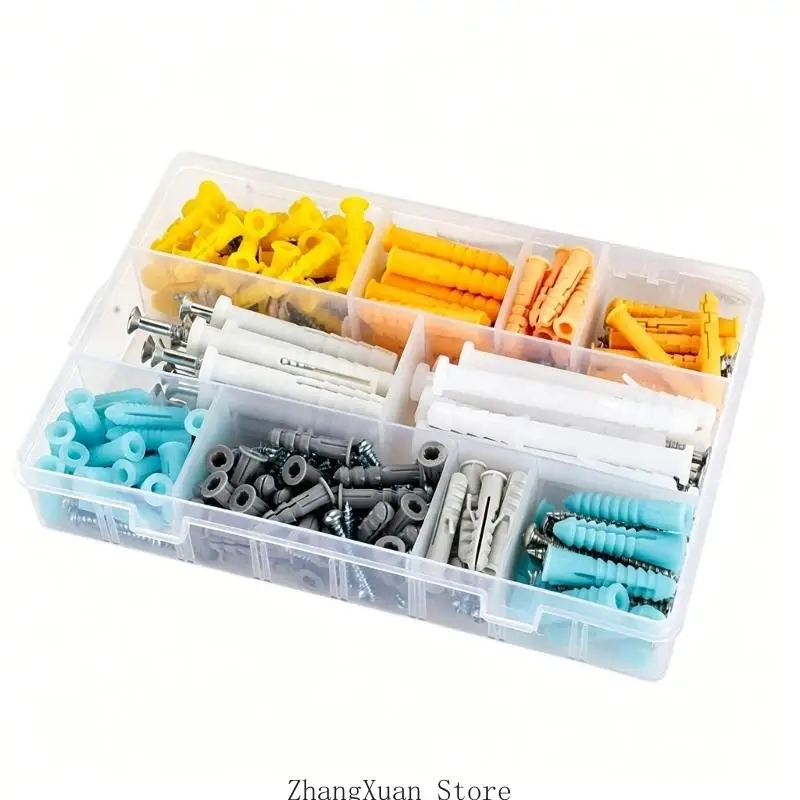 Set mit Befestigungsschrauben und Dehnhülsen für den Haushalt, 200 Stück, sortiertes Wandmontagezubehör Koffer für hängende – Detail 3