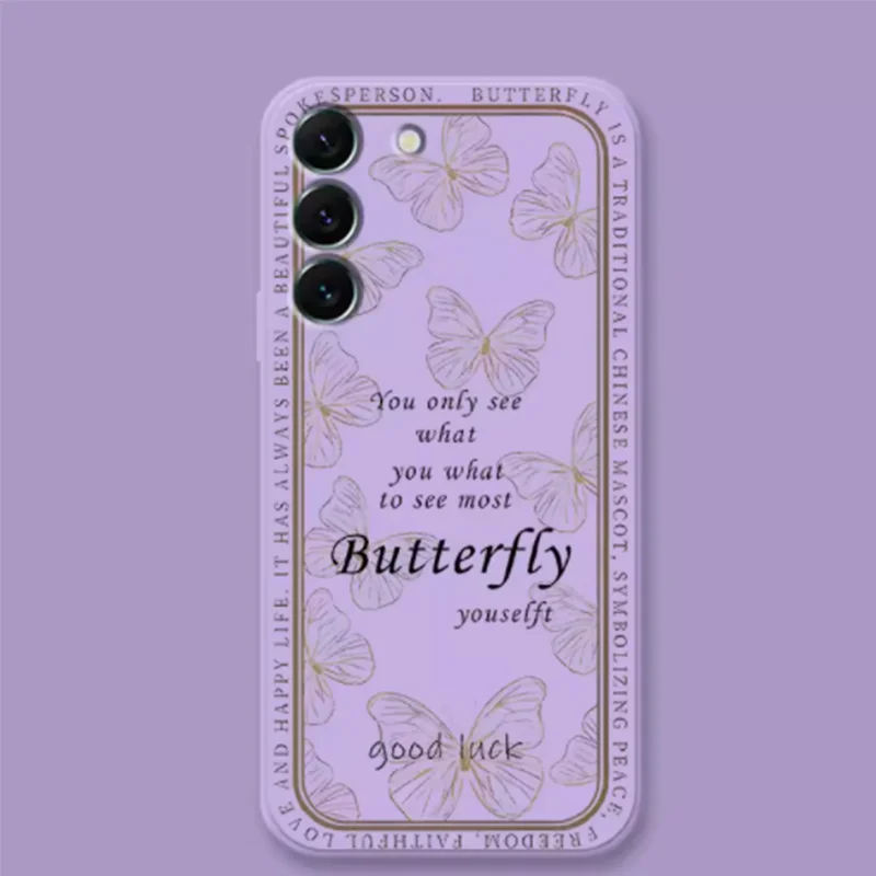 YL-Luxury Shockproof Butterfly Phone Case For Samsung Galaxy S23 22 21 20 10e Note20 10 FE Ultra Plus Silicone Back Cover Coque