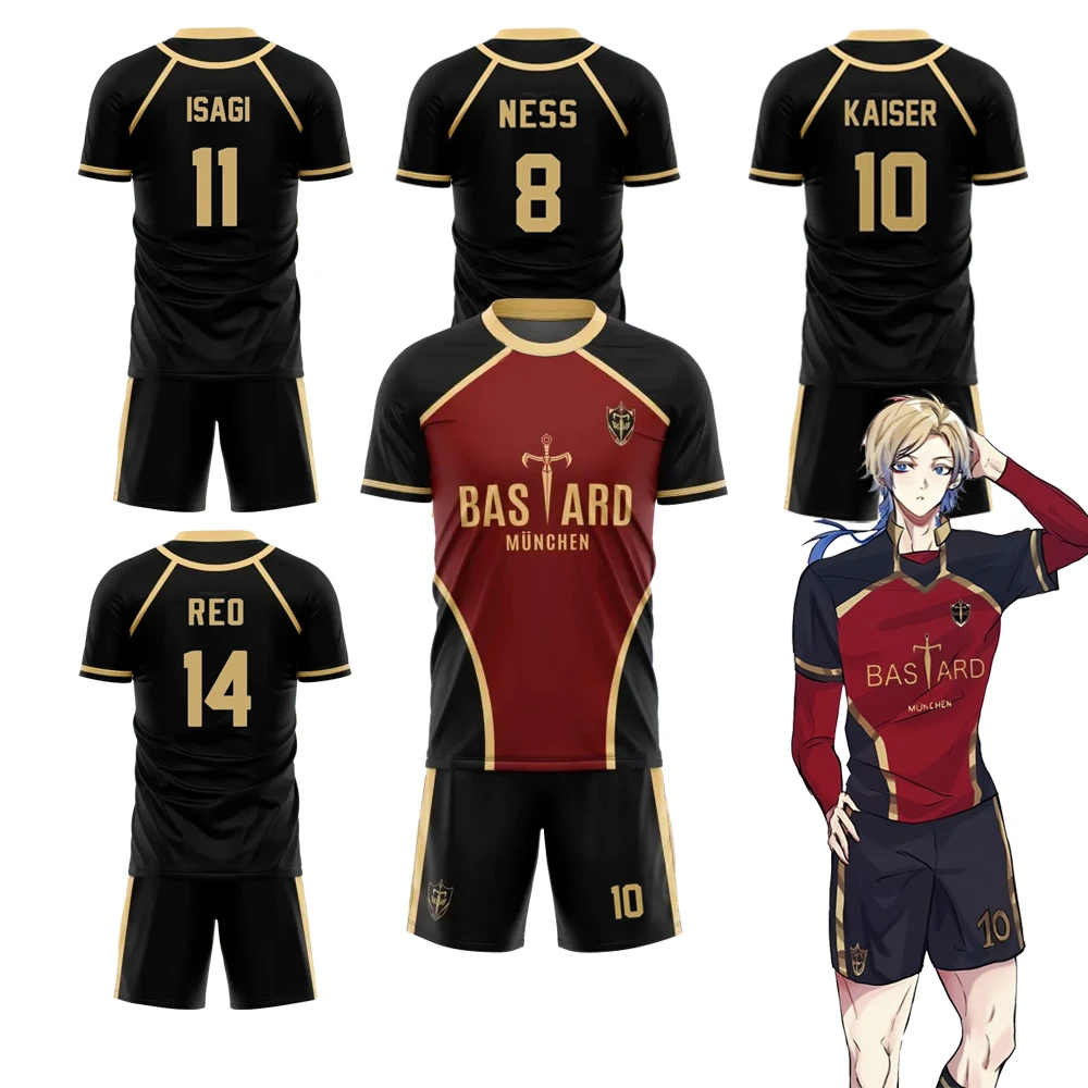 Camiseta deportiva informal de manga corta para hombre y mujer, Jersey con estampado de Futsal Vl Replika Blue Lock, Anime Bastard, conjunto de pantalones cortos, ropa de calle