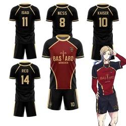 Jersey Futsal Pattern Vl Replika Blue Lock Anime Bastard Munich Męski zestaw szortów z krótkim rękawem Damska koszulka sportowa Street Casual