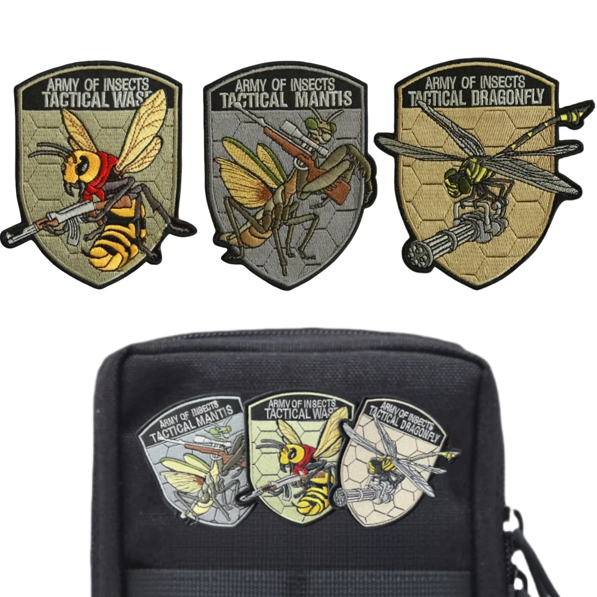 

Dragonfly Bee Mantis Embroidered Armband Hook and Loop Patches for Clothing Insect Legion Backpack Tactical Sticker Morale Badge