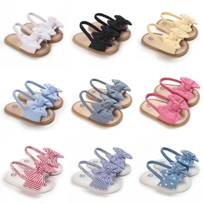 Summer casual sandals fashionable and minimalist baby girls' shoes bow shaped soft soles lightweight walking shoes