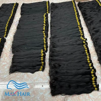 人間の髪の毛のバルク,編組エクステンション,ストレートインドの髪,ナチュラルヘア,卸売,100%