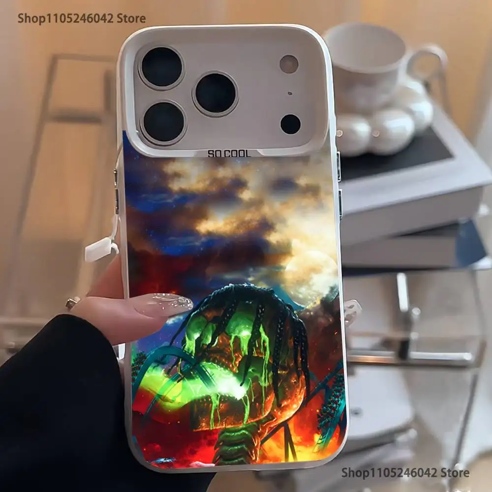 C-Cactus J-Jack Travis Scott Branco Matte Capa de telefone à prova de choque para iPhone 17,16,15,14,13,12,11,Pro,XS,Max,Plus,Mini,SE4,E