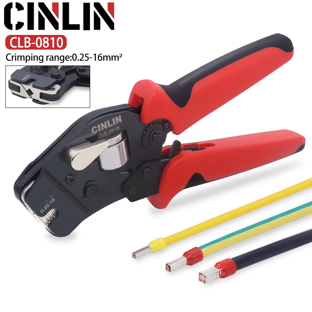 0.25-16mm 25-7AWG Ferrule Crimping Tool CLE-0810 Tubular Terminals  Mini pliers Adjust knob To Control Electrical Clamps