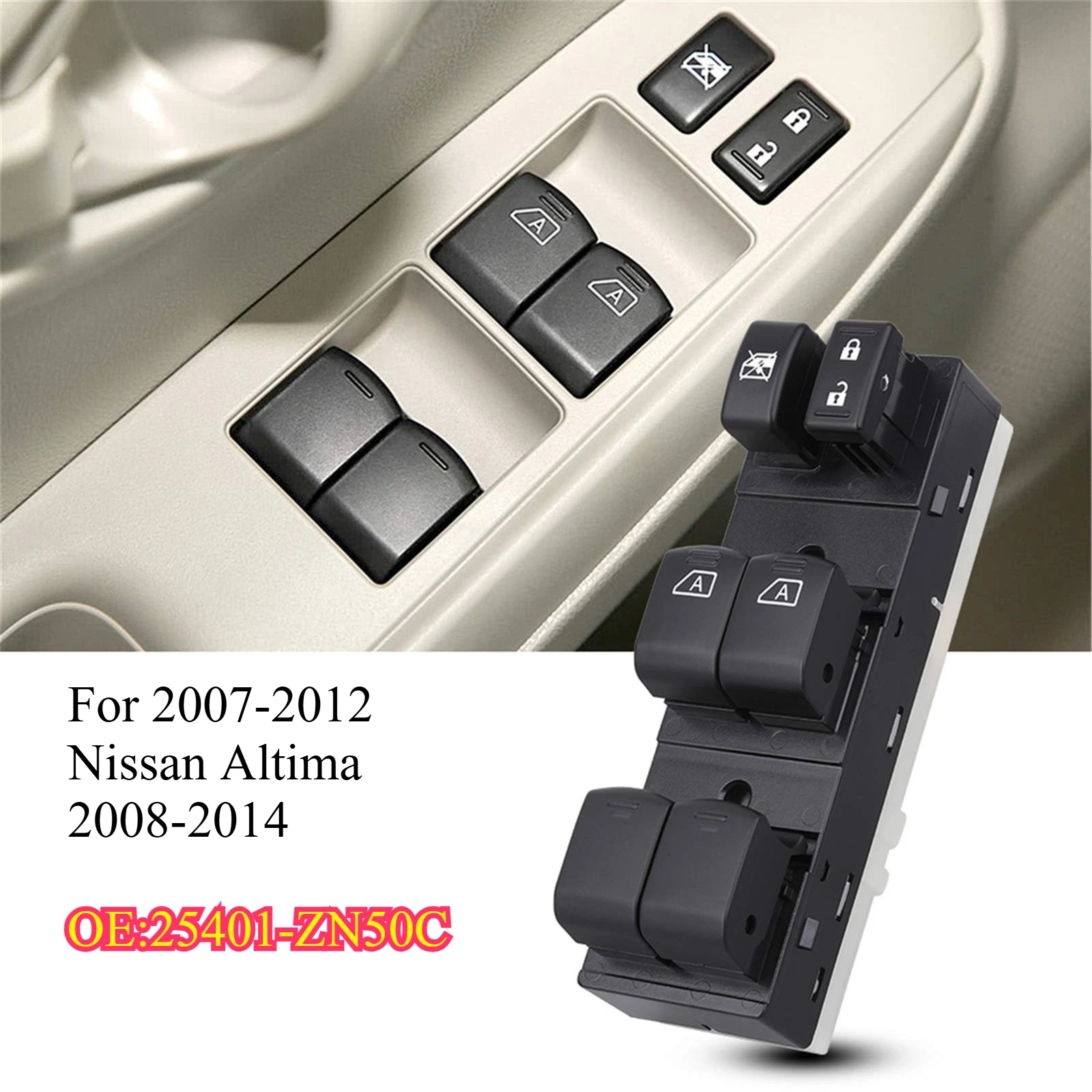 

1PC 25401-ZN50C Front Left Side Power Window Master Switch For 2007-2012 Nissan Altima 2008-2014 Infiniti EX37 EX35 25401ZN50C
