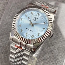 Tandorio 100M Waterproof Curved Fluted Bezel 36mm 39mm Steel Men Automatic Wristwatch DJ Hand Middle East Numbers Jubilee Band