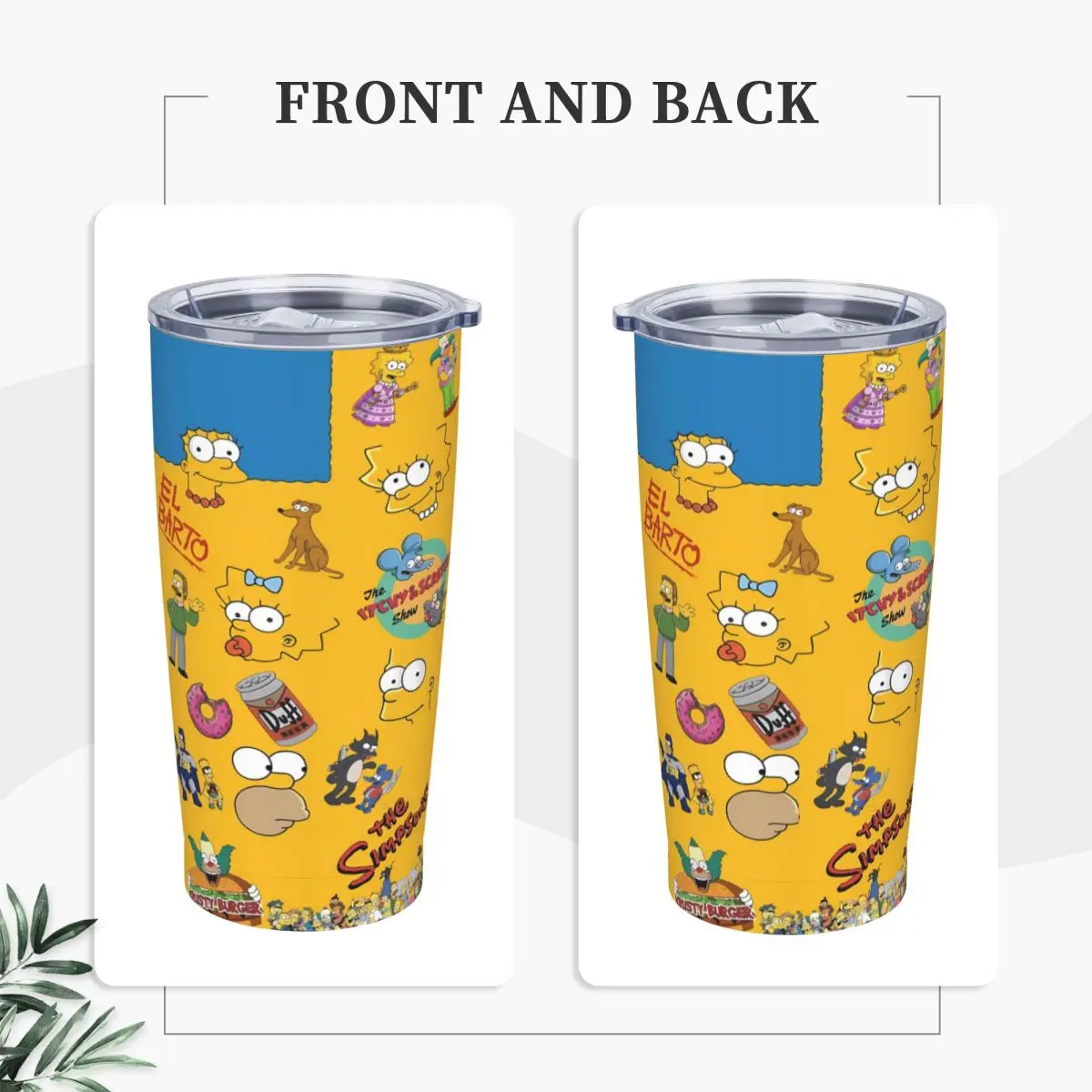 S-Simpsons Family Characters Stainless Steel Tumbler With Straws and Lid Large Capacity Car Mugs Hot Drinks Water Bottle