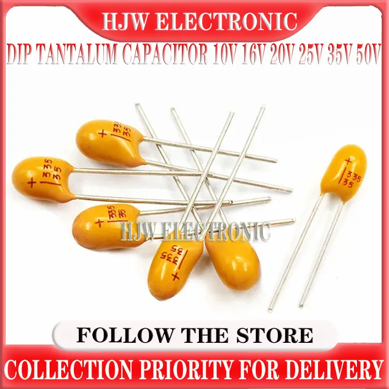 5pcs DIP Tantalum Capacitor 10V 16V 20V 25V 35V 50V 0.1UF 0.22UF 0.33UF 0.47UF 1UF 2.2UF 4.7UF 10UF 15UF 22UF 47UF 100UF 220UF