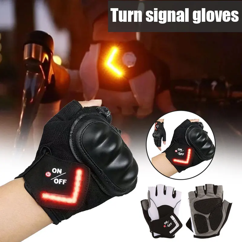 Intelligent LED Turn Signal Warning Light Outdoor Riding Gloves Men Women Bike Riding Gloves With Turn Signals