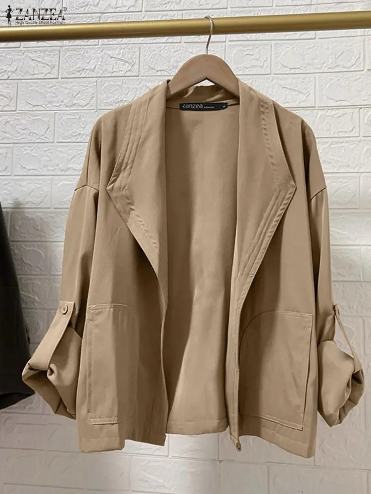 

Women Trench ZANZEA 2025 Autumn Winter Coats Long Sleeve Casual Elegant OL Office Lady Outercoats Fashion Pockets Solid Jackets