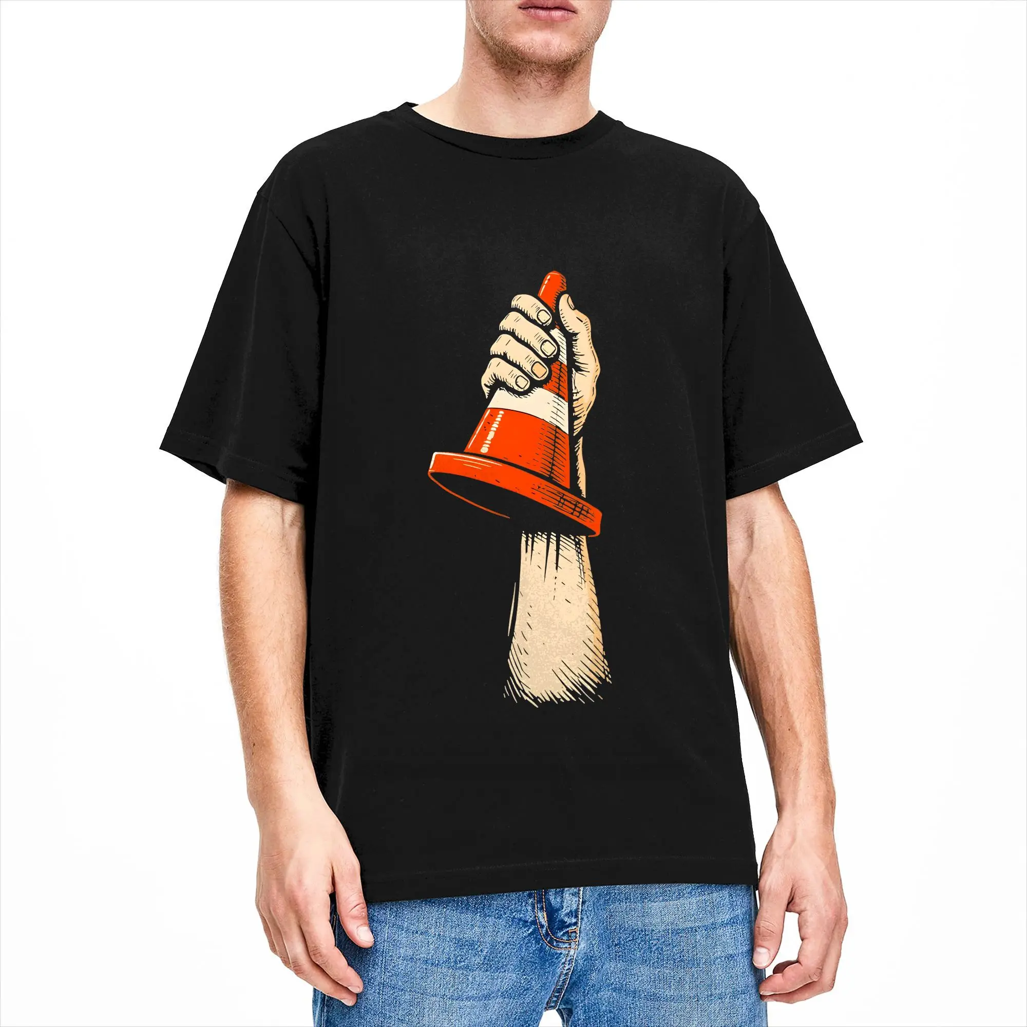 Men T-Shirts Hoist The Cone Vintage 100% Cotton Tee Shirt Short Sleeve  T Shirt O Neck Clothes Big Size