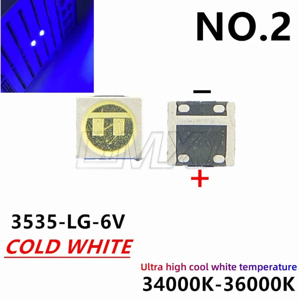 100-1000PCS Original For LG maintenance LED LCD TV display backlight bead 2W 6V 3535 highlights cold white replace LATWT391RZLZK