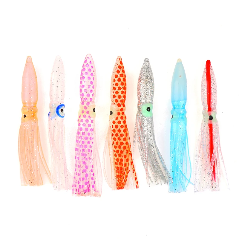 10pcs/lot Luminous Squid Skirts Soft Lure Night Fishing Lure Glow Rubber Bait