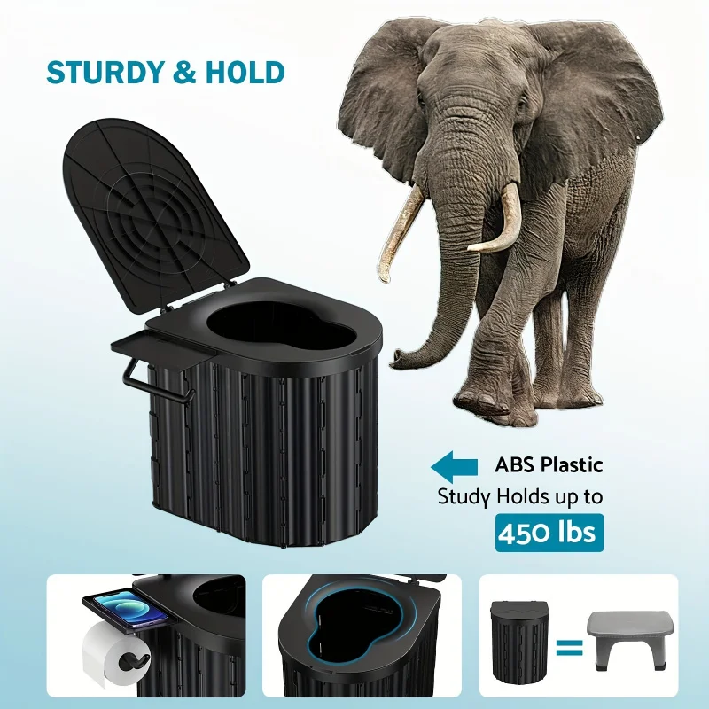 

New Elevated Outdoor Folding Toilet With Lid Portable Car Mobile Toilet Travel Camping Toilet