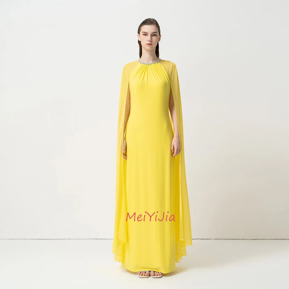 MeiYiJia O-Neck Mermaid Crepe Ruffle Tulle Sleeveless Ankle-Length Saudi Arabia Sexy Evening Birthday Club Outfits Summer 2024