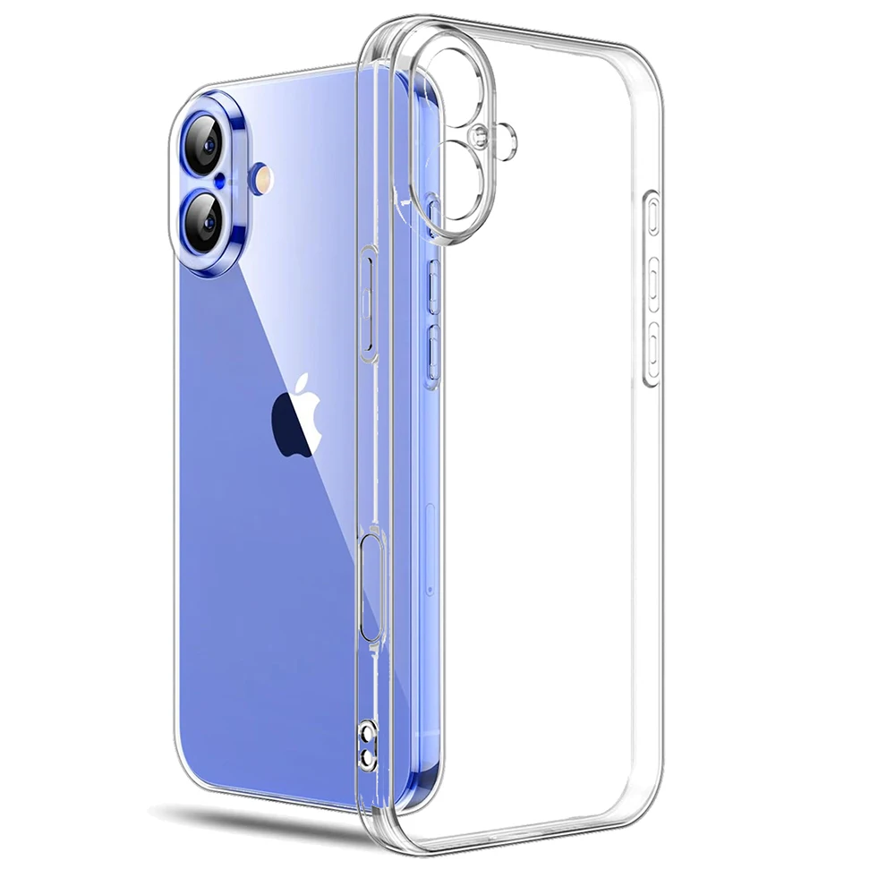 Luxury Clear Silicone Phone Soft Case For iPhone 16 15 14 13 12 11 Pro Max Plus Mini Clear Cover Transparent Shockproof Shell