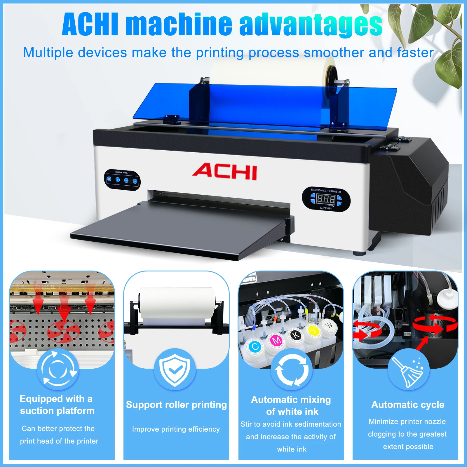 US Ship ACHI A3 DTF Printer R1390 T-shirt Printing Machine Heat Transfer Film For Hats Bags Fabric Printing DTF Printer Kits