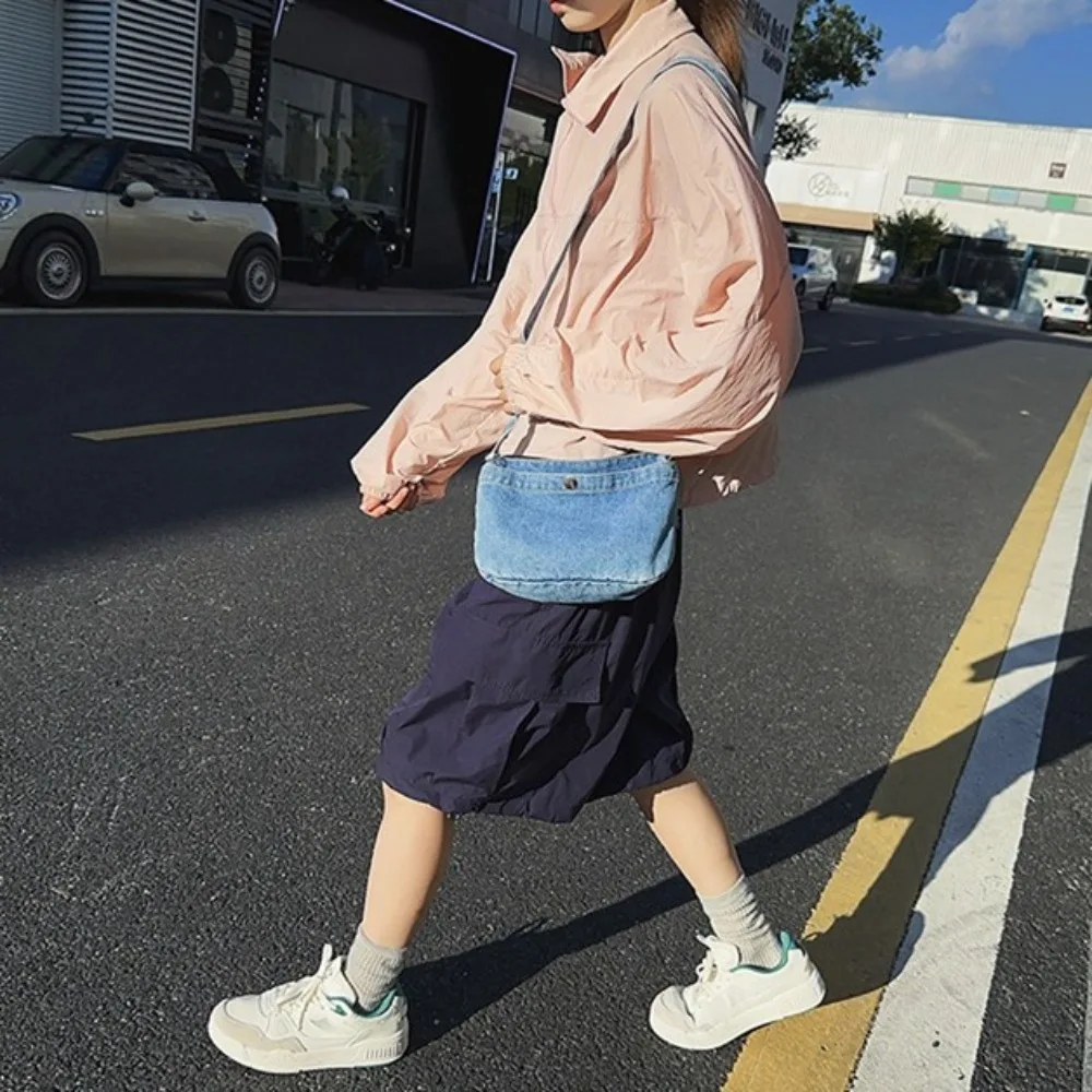 

Magnetic Denim Shoulder Bag Vintage Zipper Cowboy Hobo Bag Large Capacity Polyester Blue Cloth Crossbody Bag Travel