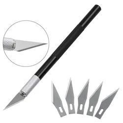 6pcs/Set Precision Hobby Knife Metal Handle With Blades For Arts Wood Carving Tools Crafts Phone PCB Repair Multi DIY Hand Tools