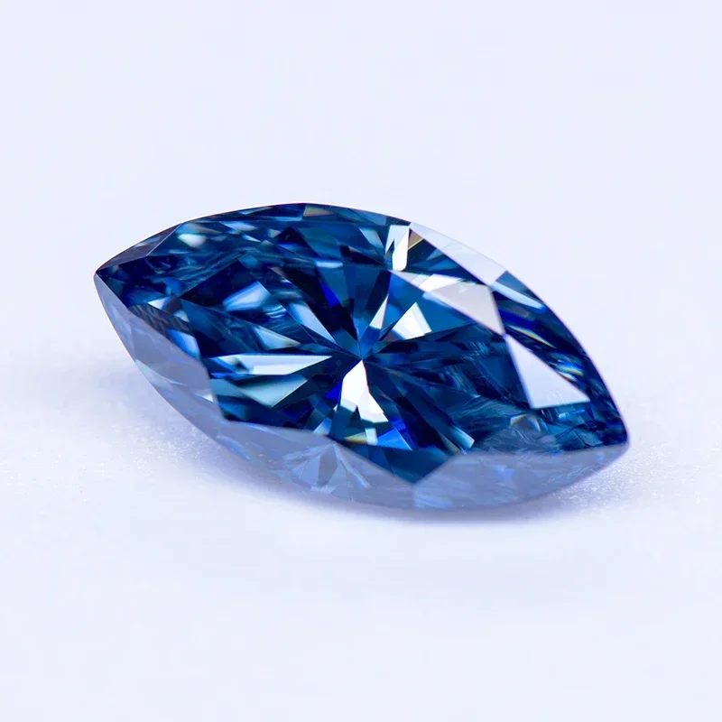 Moissanite Stone Gemstone Marquise Cut Primary Color Royal Blue Lab Grown Diamond Woman Charms Jewelry Making GRA Certificate