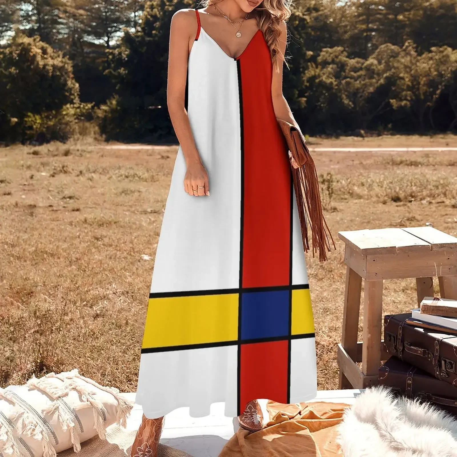 Mondrian Style Abstract Art Sleeveless Dress dress korean style ceremony dresses Dress