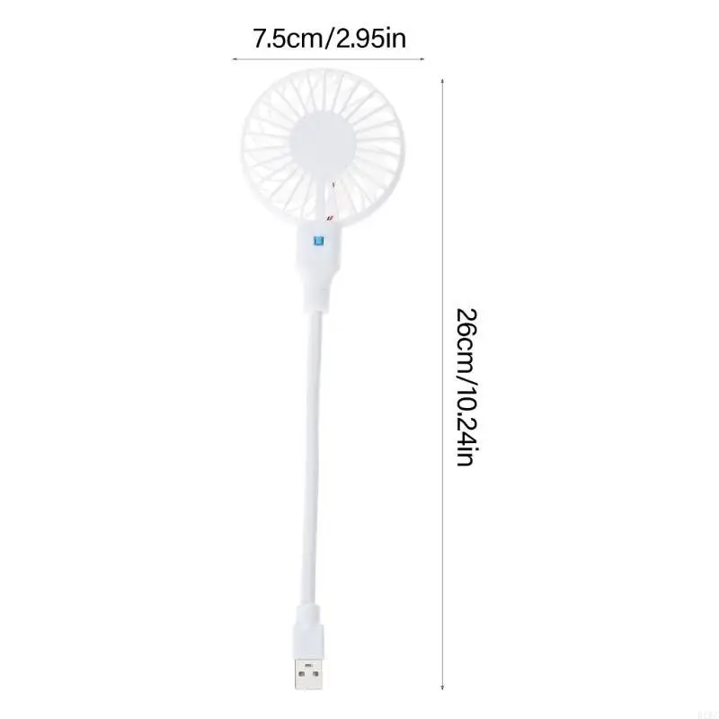 USB Desk Fan Adjustable Bendable Neck Designing 1 Speed Quiet Motor for Home Office Outdoor Use 5V Input