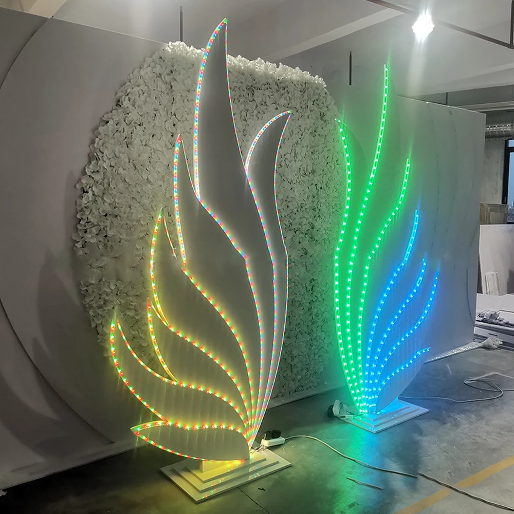 Luxury Events Fluorescent Butterfly Wing Acrylic Backdrop Wall Wedding Arch Decoration For Sale