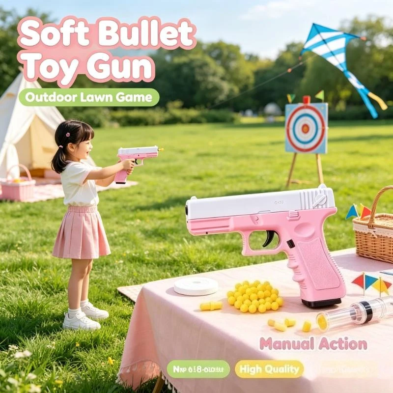 Manual G17 Soft Bullet Toy Blaster High Quality Laser Lower Magazine Kids Gift Outdoor Game
