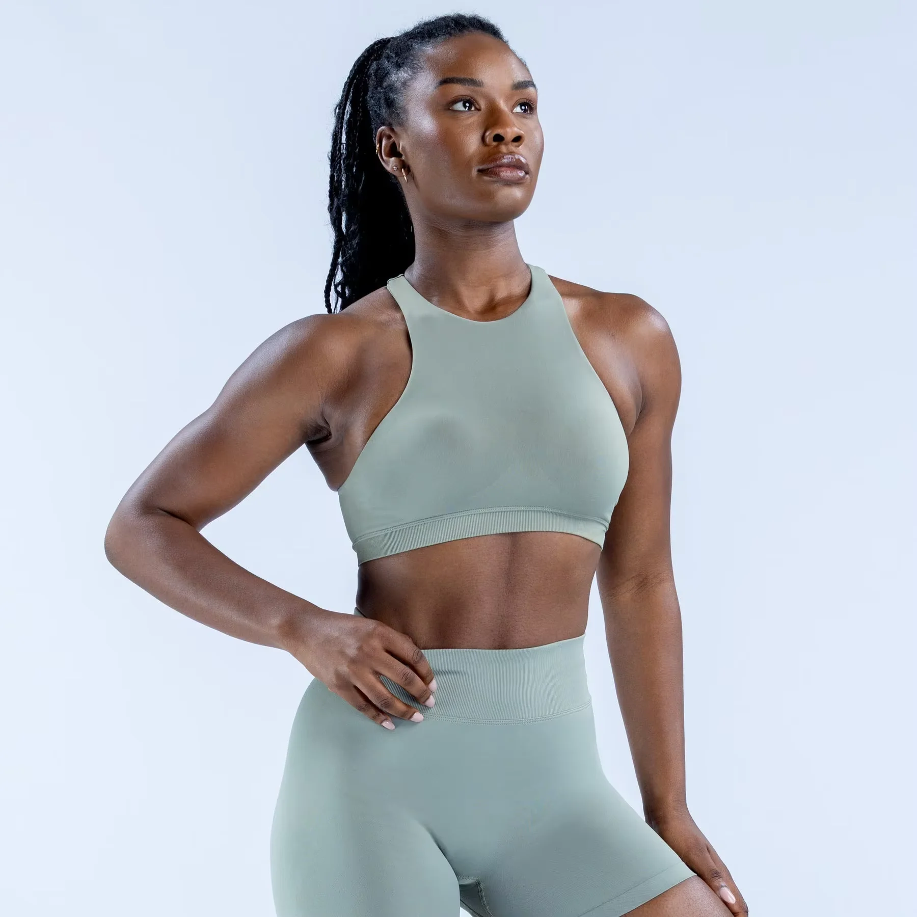 Women's  Seamless Thin Strap Sports Bra-Four-Way Stretch High Support Yoga Vest with Back Support & Body Shaping for Gym