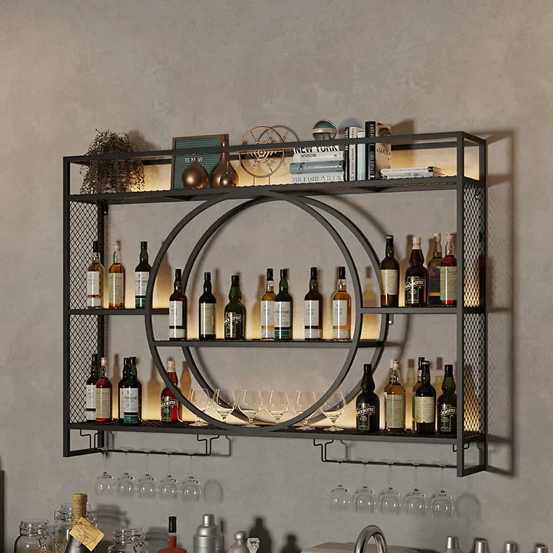 

Hanging Wine Rack Wall Mount Storage Display Lattice Board Kitchen Industrial Bar Cabinet Metal Vitrina Restaurant Furniture