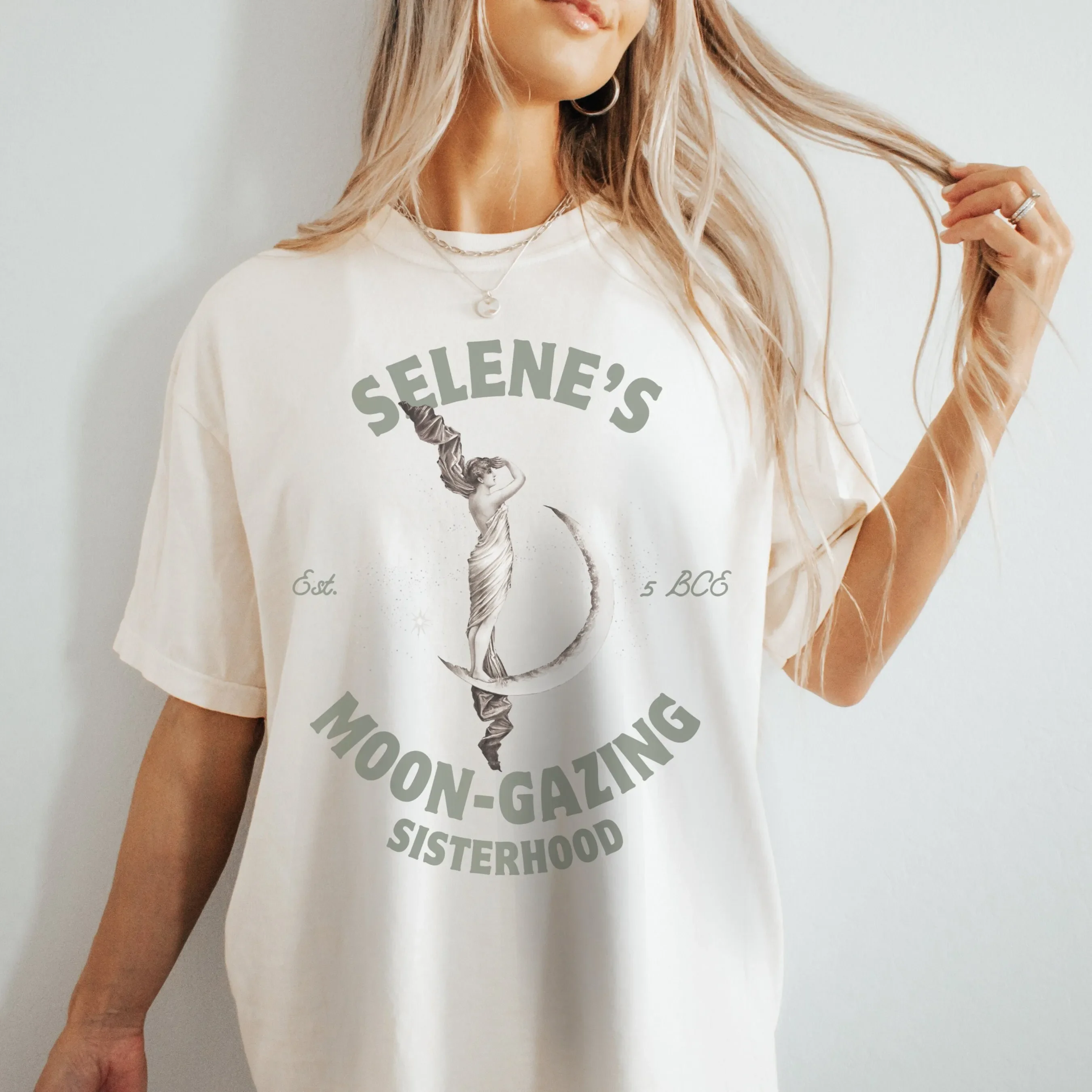 Selene T Shirt  Moon Gazing Sisterhood Light Academia Greek Mythology Luna Goddess Feminist Bookish Things