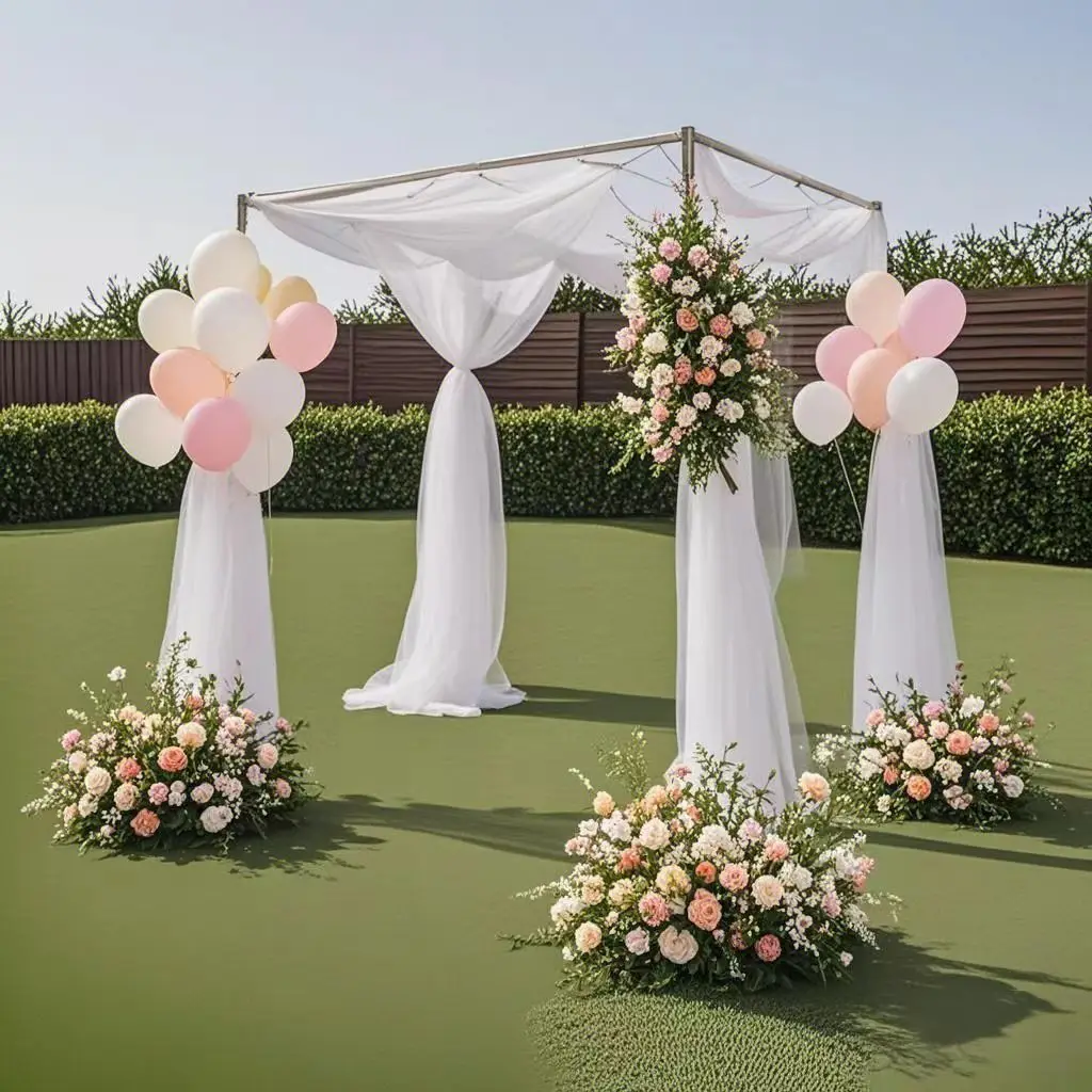 

Aluminum Alloy Wedding Ceremony Arch Kiosk - Vertical Frame Pavilion with Square Canopy | Stunning Stage Decor for Dream Wedding
