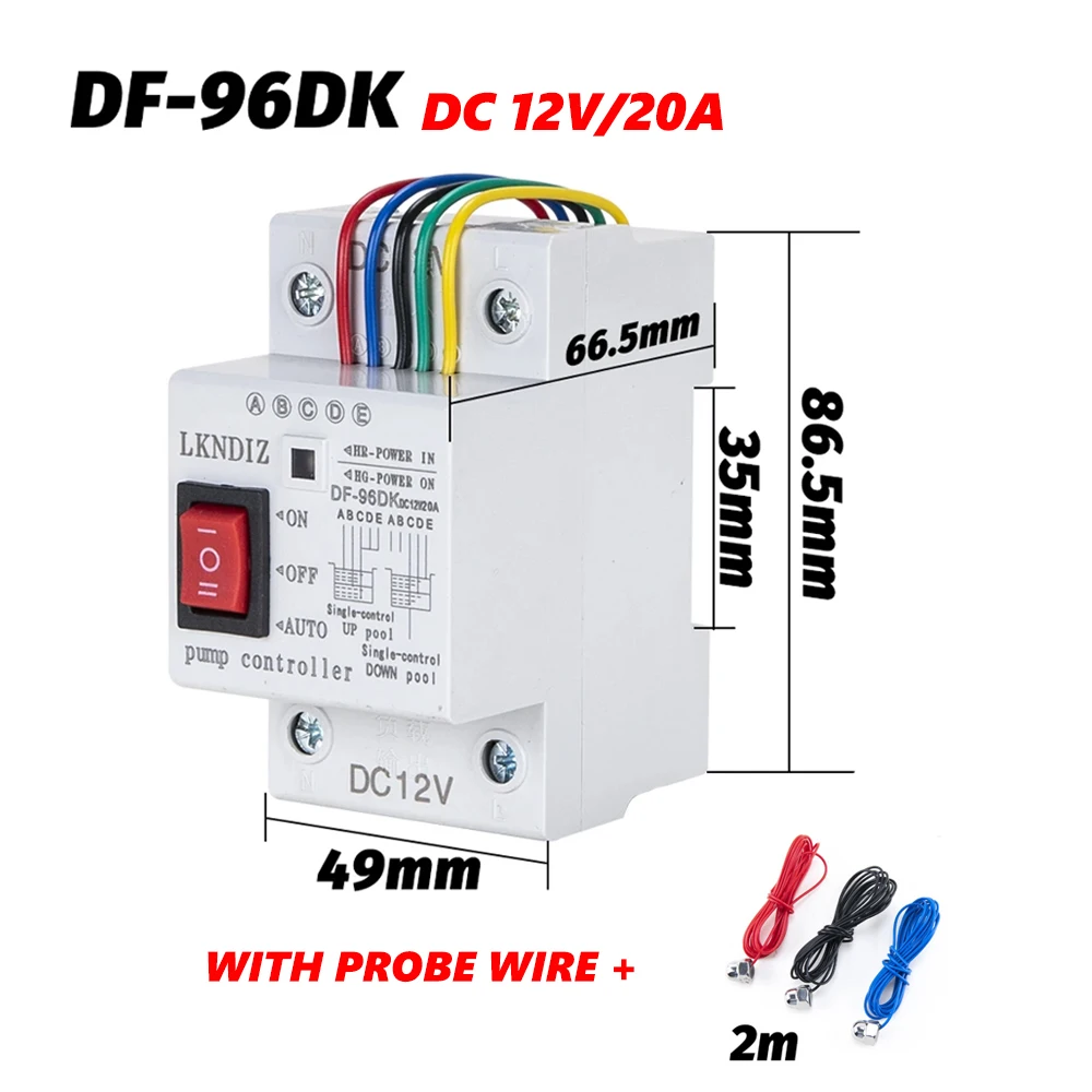 Imagem -04 - Interruptor de Controlador de Nível de Água Automático Sensor de Detecção de Nível Líquido Bomba de Água dc 12v 24v 20a Df-96dk