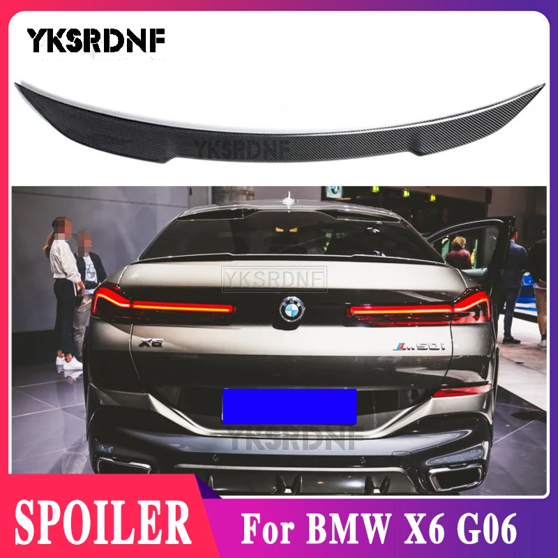 YKSRDNF For BMW X6 G06 Series 2020 2021 Rear Spoiler Trunk Boot Lip Wing Carbon Fiber / FRP Car Styling