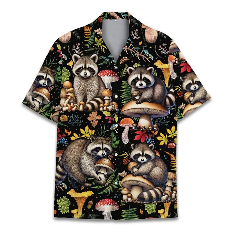 

Personality Mushroom Shirts For Men Bigfoot Alien 3D Print Streetwear Short Sleeve Button Shirts Summer Quickly Dry Blouse 2025