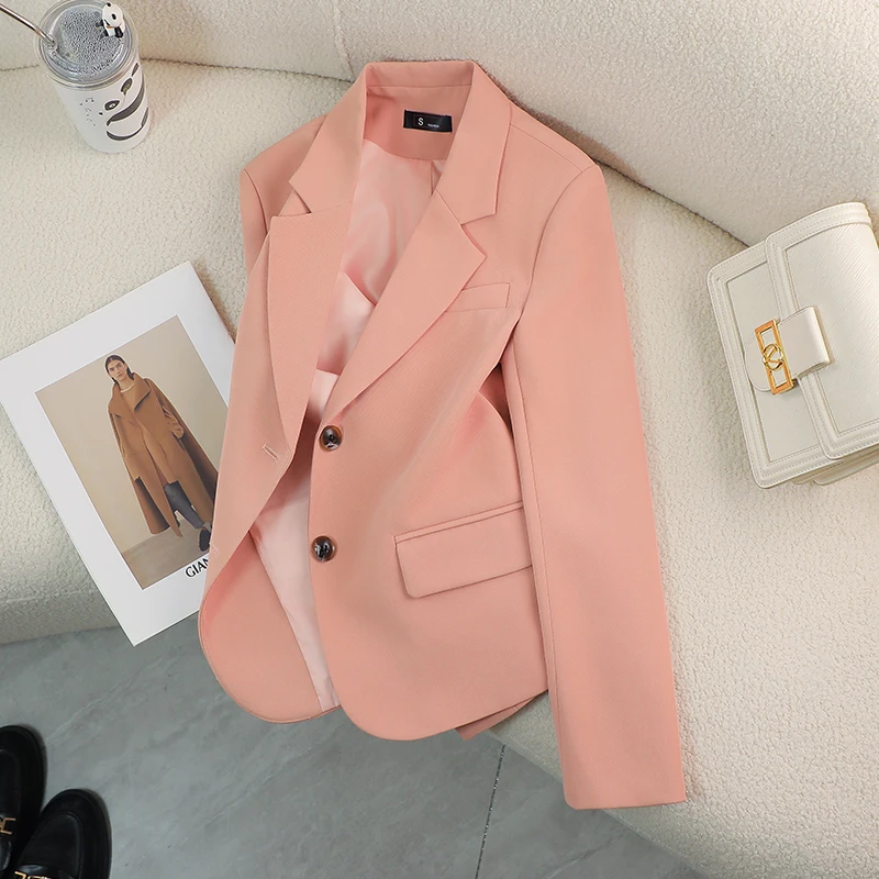 Short Blazer Women 2024 Fall New Simple High-end OL Professional Suit Jacket Elegant Pink Blazer Japan Office Lady Black Blazer