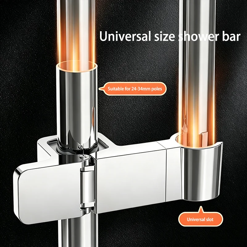 Universal No‑Punch Shower Head Holder Clip‑on Adjustable Removable Shower Bracket for Bathroom Shower Lift Slide Bar Accessory