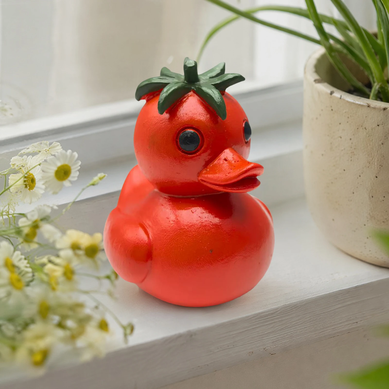 Resin Funny Vegetable Ducks Statue Desktop Decoration Whimsical Fruit Duck Ornament for Creative Home Office Cubicle Decor