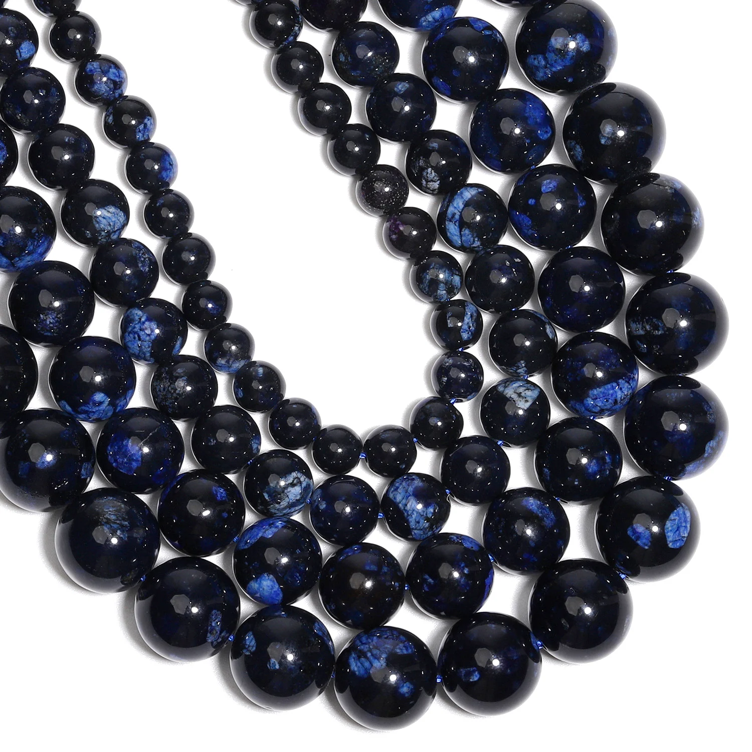 6/8/10/12mm Natural San Sheng Stone Blue Beads Round Shape Looser Beads For Jewelry Making DIY Earrings Necklace Accessories