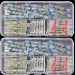 50pcs Heat Shrink Solder Sleeves Connector Wire Crimp Butt Terminals Connectors Waterproof Heat Shrinkable Tube Cable Connector