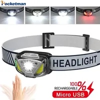 USB Rechargeable Headlamp Smart Motion Sensor LED Headlight Outdoor Waterproof Head Lamp Head Flashlight