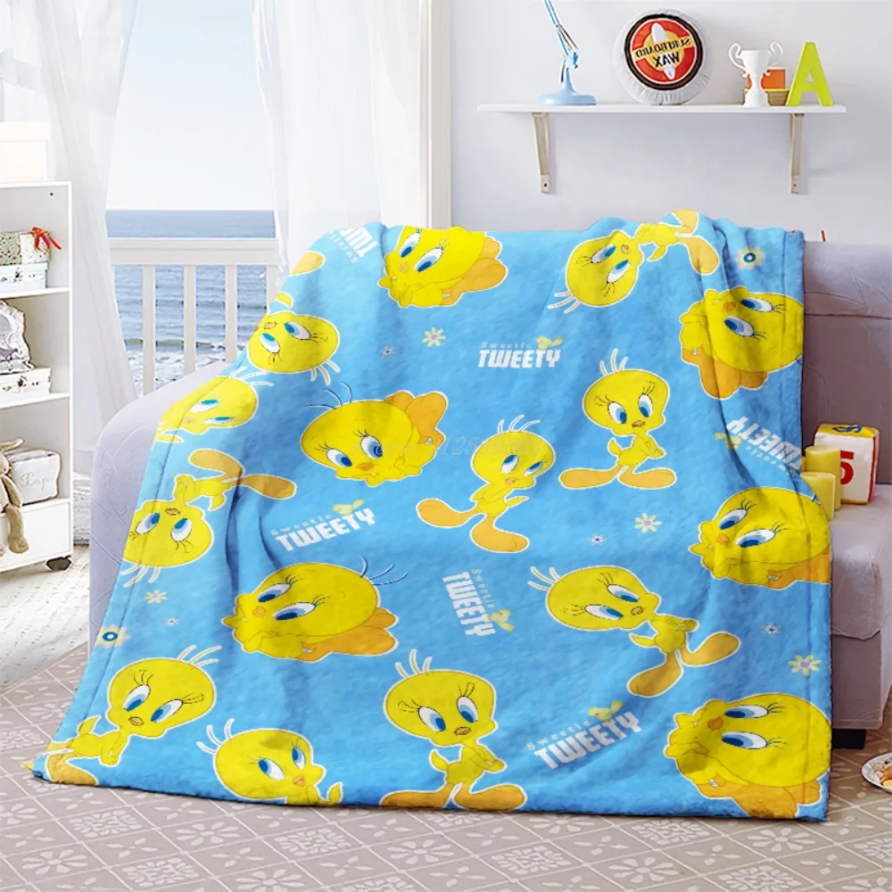 Cartoon Tweety Bird Throw Blanket Yellow Cute Animal Blanket Throw for Kids Girls Animal Flannel Sherpa Plush Blanket